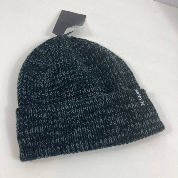 NWT  Hurley Max Cuff 2.0 Beanie Black - Picture 2 of 2